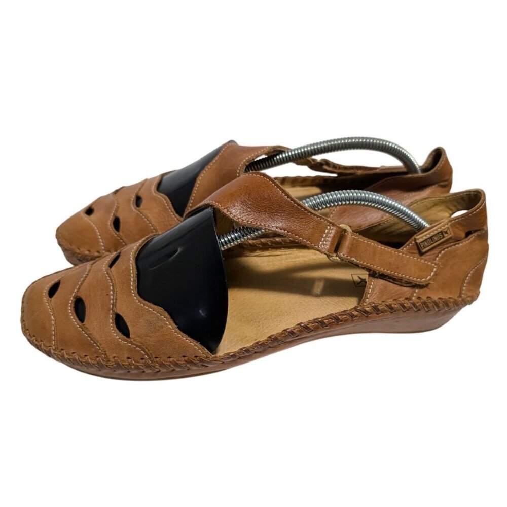Pikolinos Puerto Vallarta Leather Flats Wedge Gladiator Cutout Womens US 9 EU 40